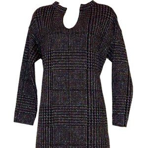 A-K-R-I-S- Punto Cotton Blend Black Brown Long Sleeve Jersey Dress Size :6